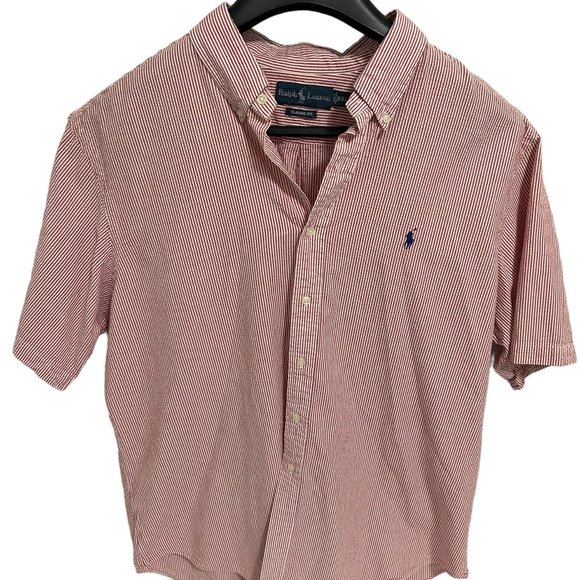 Ralph Lauren Mens Classic Fit Sear Sucker SS Shirt Size XXL Pink - Picture 1 of 6